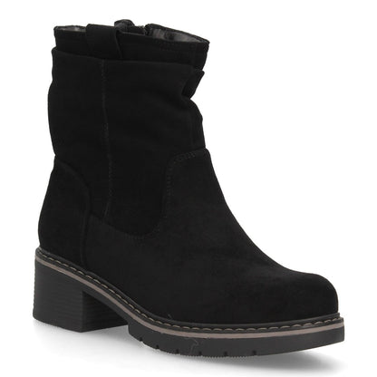 Botines de mujer con acabado efecto ante y diseño de caña fruncida.