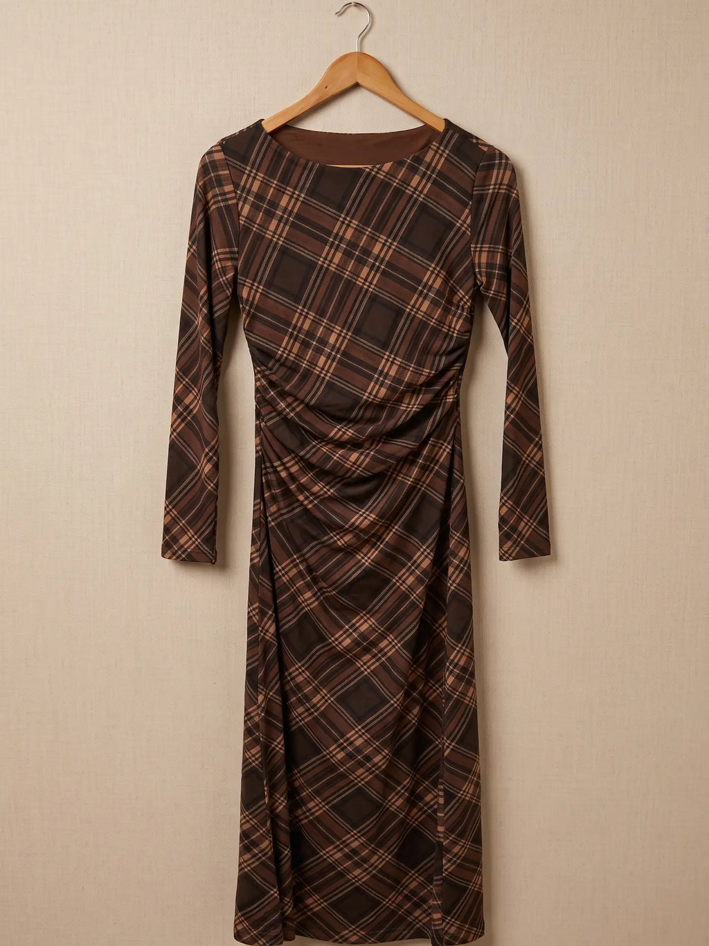 VESTIDO LARGO ESTAMPADO DE CUADROS