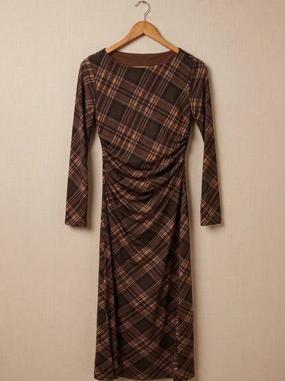 VESTIDO LARGO ESTAMPADO DE CUADROS