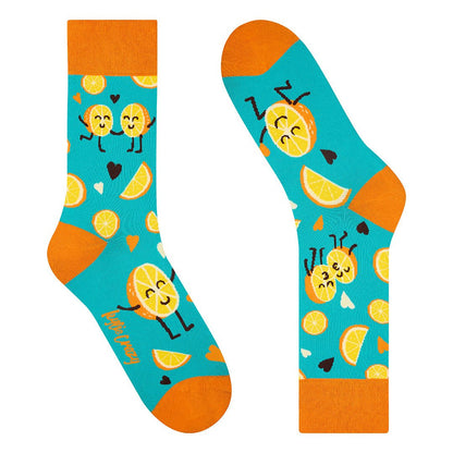Divertidos calcetines de algodón "sin costuras" NARANJA