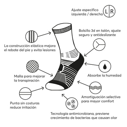 Calcetines deportivos de compresión técnica sin costuras. Gris