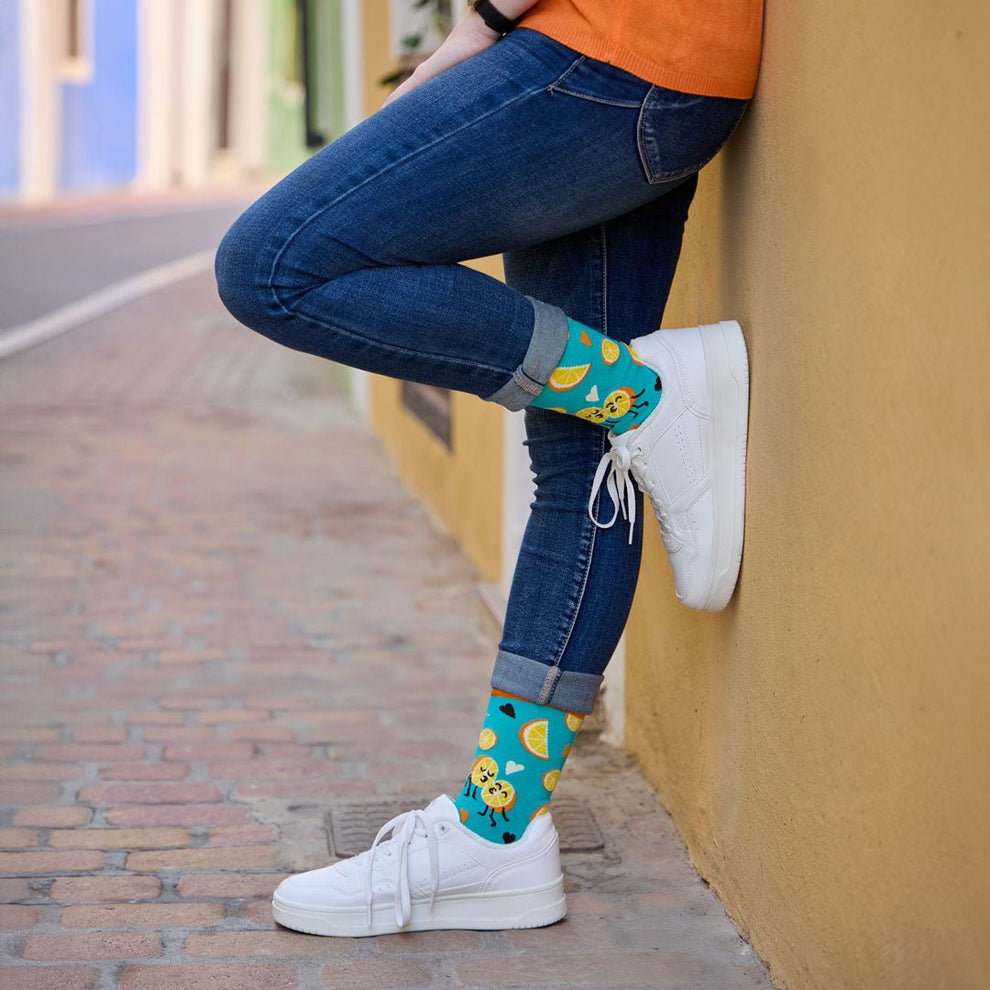Divertidos calcetines de algodón "sin costuras" NARANJA